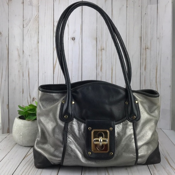 B. Makowsky Handbags - ♥️SOLD♥️B. Makowsky Blk/Gray Leather Bag